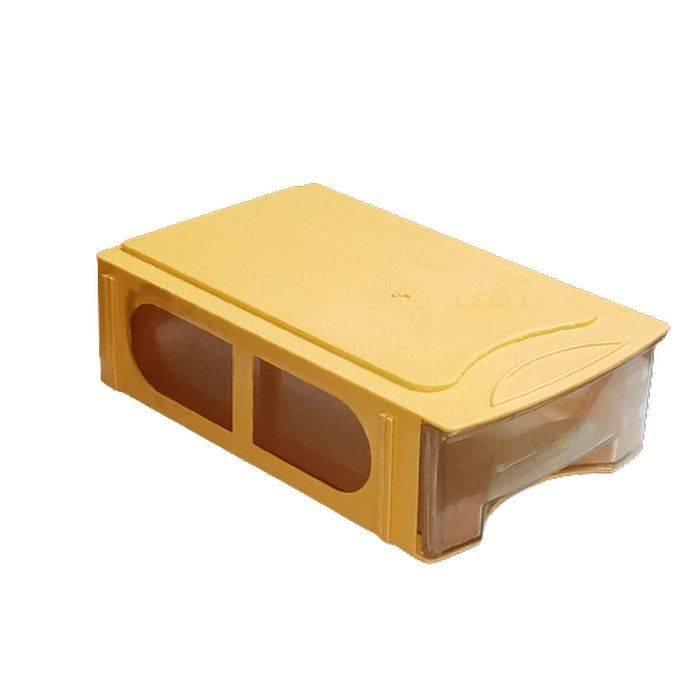 Drawer Storage Box 110MMX180MMX53MM - a yellow plastic rectangular storage unit with a single clear pull-out drawer.
