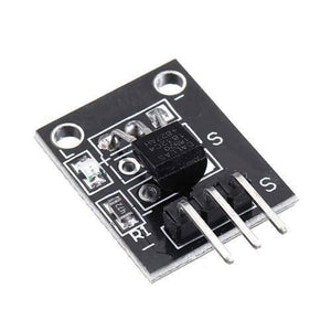 DS18B20 Temperature Measurement Sensor Module Ky 001 Hw-477 - a black circuit board featuring a three-pin connector and a mounted sensor component.