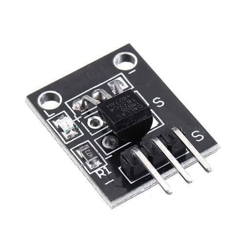 DS18B20 Temperature Measurement Sensor Module Ky 001 Hw-477 - a black circuit board featuring a three-pin connector and a mounted sensor component.