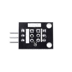 DS18B20 Temperature Measurement Sensor Module Ky 001 Hw-477 - the black rectangular circuit board from the back with three metal connection pins.
