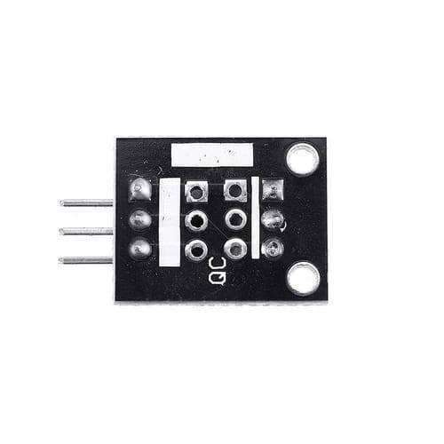 DS18B20 Temperature Measurement Sensor Module Ky 001 Hw-477 - the black rectangular circuit board from the back with three metal connection pins.