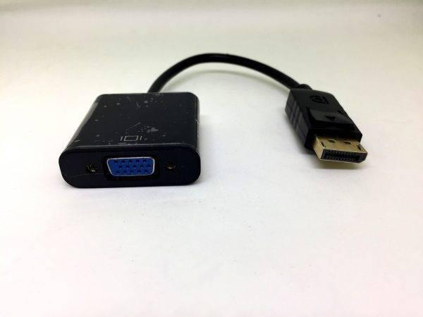 Dt-6404 HDMI To VGA +audio Converter - shown as a black adapter with a DisplayPort connector on one end and a female VGA port on the other.