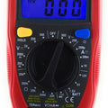 DT33B Digital Multimeter, AC/DC Voltage And DC Current Measuring Digital Multimeter (red, Black 2000 Counts) - handheld device with a central rotary dial, blue LCD screen displaying 000, and three input ports at the bottom.