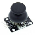 Dual Axis Xy Analog Joystick Module Ky 023 2 Axis PS2 Joystick Control Lever Breakout Sensor - a black joystick with a round cap mounted on a circuit board with five connection pins labeled GND, 5V, VRX, VRY, SW.