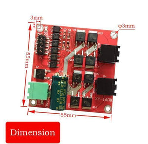 Dual DC Motor Drive Module 7A 160W Industrial Grade Positive And Negative PWM Speed Regulation L298 Logic - a red square circuit board with dimensions, screw terminals, black connectors, and electronic components.