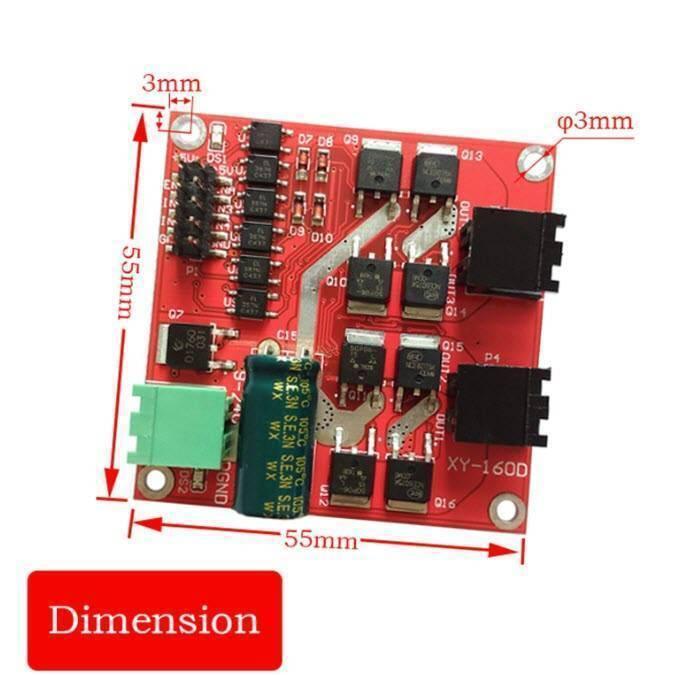 Dual DC Motor Drive Module 7A 160W Industrial Grade Positive And Negative PWM Speed Regulation L298 Logic - a red square circuit board with dimensions, screw terminals, black connectors, and electronic components.
