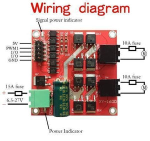 Dual DC Motor Drive Module 7A 160W Industrial Grade Positive And Negative PWM Speed Regulation L298 Logic - a red circuit board with a green power terminal, a capacitor, motor outputs, and signal pins.