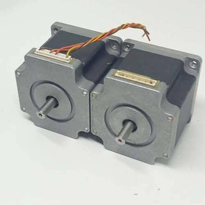 Dual Shaft NEMA 23 2A Stepper Motor For CNC 3d Printer - two silver and black square motors with front-facing shafts and white electrical connectors.
