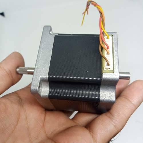 Dual Shaft NEMA 23 2A Stepper Motor For CNC 3d Printer - the silver metal body, black central housing, two shafts, and a white electrical connector.