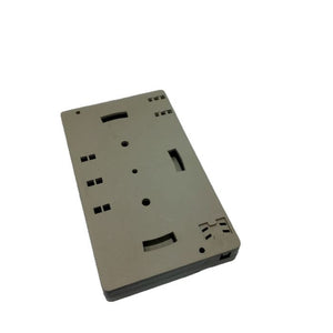 Durable 120x69x11mm ABS Plastic Enclosure Box - shown as a grey rectangular plastic case featuring various cutouts, slots, and mounting holes on its surface.
