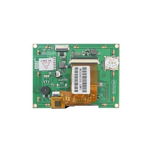 Dwin 3.5 Inch HMI TFT Touch Screen LCD Display DMG32240C035-03WTR - the green circuit board back with a ribbon cable, buzzer, and ports.