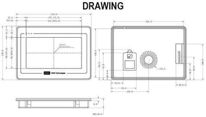 Dwin 7 Inch Industrial HMI LCD Touch Screen 800x480 Display Module DMG80480T070 A5 Wtr - front, back, and side views with technical measurements.