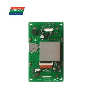 Dwin HMI 3.5 Inch LCD Resistive Touch Display DMG48320C035_03WTR - the green rear circuit board with a silver metal shield, SD card slot, and connectors.