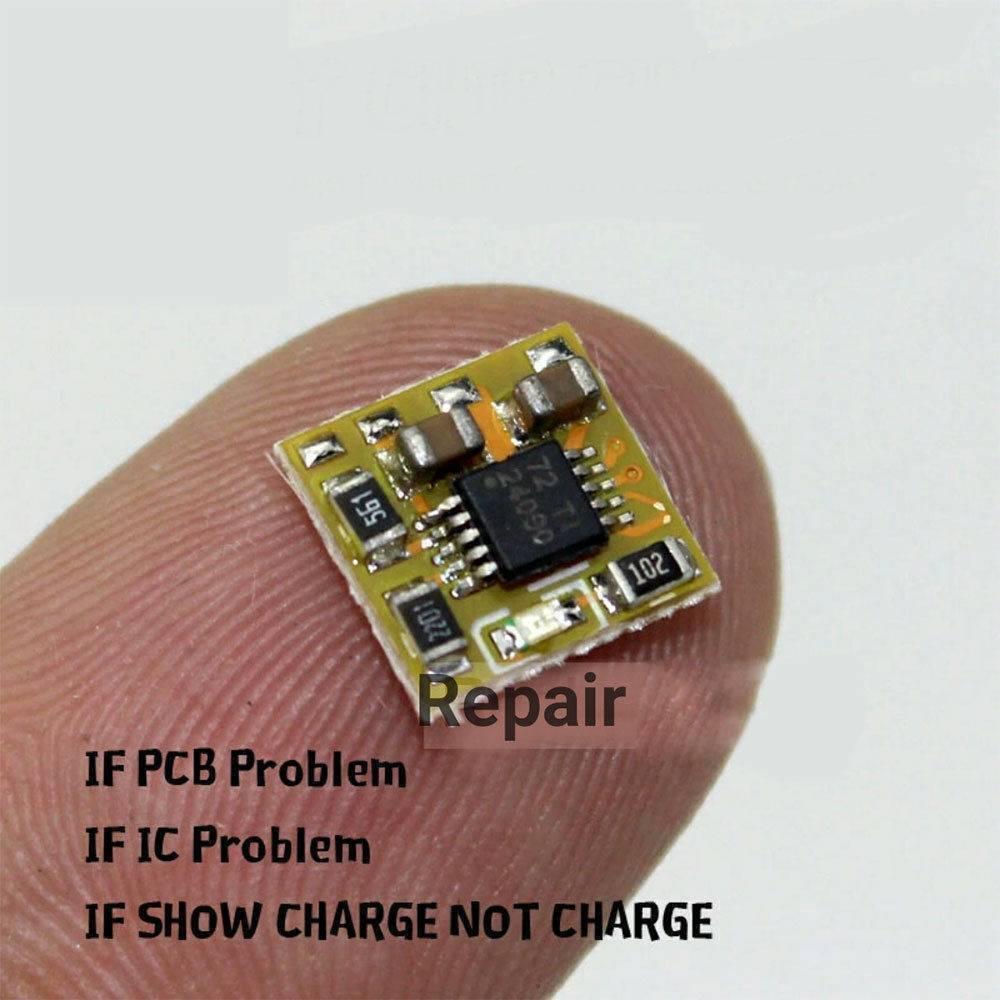 Easy Chip Charge IC Chip Board Module Solve Charging Problem For Mobile Repairing - a close-up of a small, square, yellow circuit board with a central black IC chip held between two fingers.