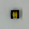 EE16 Pulse Transformer LFU10H-203U 0.45A - shown as a close-up of a small black rectangular electronic component with two yellow-wrapped internal coils.