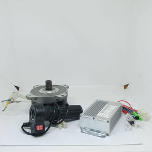 Electric Bike Electric Cycle BLDC Motor Controller And Throttle Handle Accelerator - kit including a silver motor, controller, and black throttle grip.