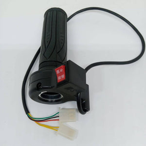 Electric Bike Electric Cycle BLDC Motor Controller And Throttle Handle Accelerator - a black rubber grip, a red forward/reverse switch, and cables.