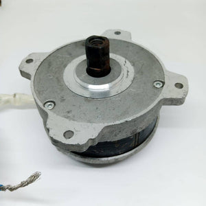 Electric Bike Electric Cycle BLDC Motor Controller And Throttle Handle Accelerator - a silver-coloured circular electric motor with a central threaded shaft and mounting flanges, shown from a top-down angle.