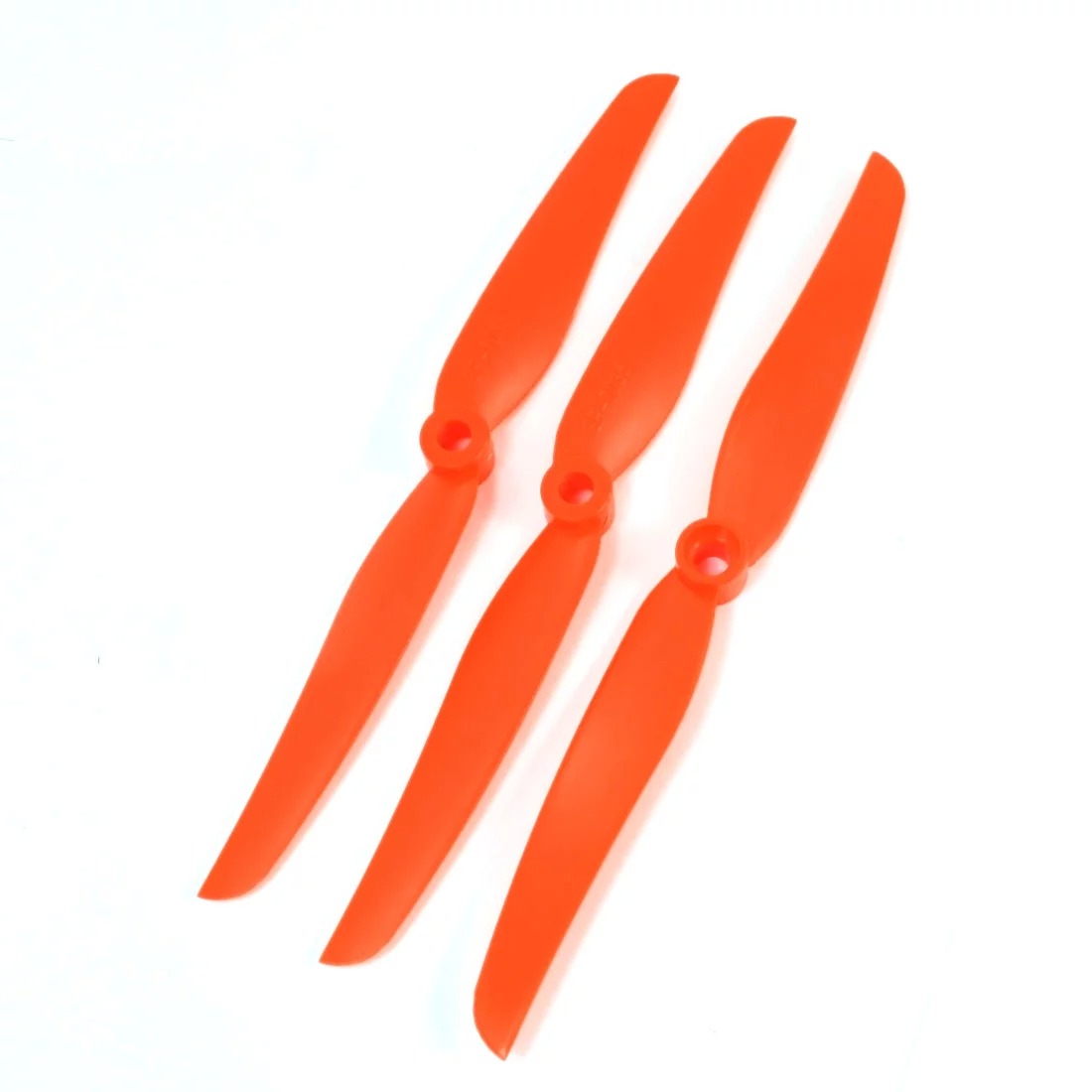 EP8060 Macroporous 200mm Bullet Propeller Propeller DIY Fixed Wing Aircraft Propeller - three bright orange, two-blade propellers arranged diagonally on a white background.