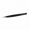 ESD-11 Vetus Tweezer - a long, thin, black stainless steel precision tweezer with a pointed tip, shown against a plain white background.
