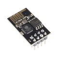 ESP01 ESP 01 ESP8266 WiFi Module - a black rectangular circuit board with an integrated antenna, a central chip, and eight downward-facing connector pins.
