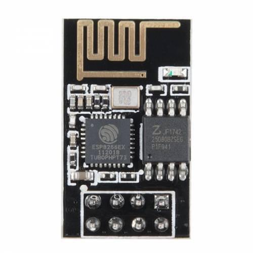 ESP01 ESP 01 ESP8266 WiFi Module - a small black rectangular circuit board with an integrated antenna, a central chip, and eight gold-plated pins.
