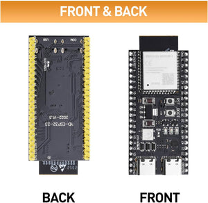ESP32-S3 Devkitc-1 N16R8 Development Board – 16MB Flash, 8MB Psram, Wi-Fi & Bluetooth 5.0 Le - shown from the front and back, featuring two USB-C ports, a reset button, a boot button, and an RGB LED.