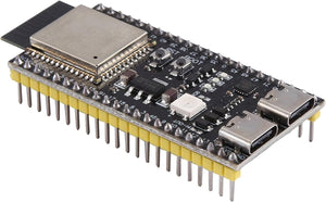 ESP32-S3 Devkitc-1 N16R8 Development Board – 16MB Flash, 8MB Psram, Wi-Fi & Bluetooth 5.0 Le - a black rectangular circuit board with two USB-C ports, two buttons, and a square LED component.