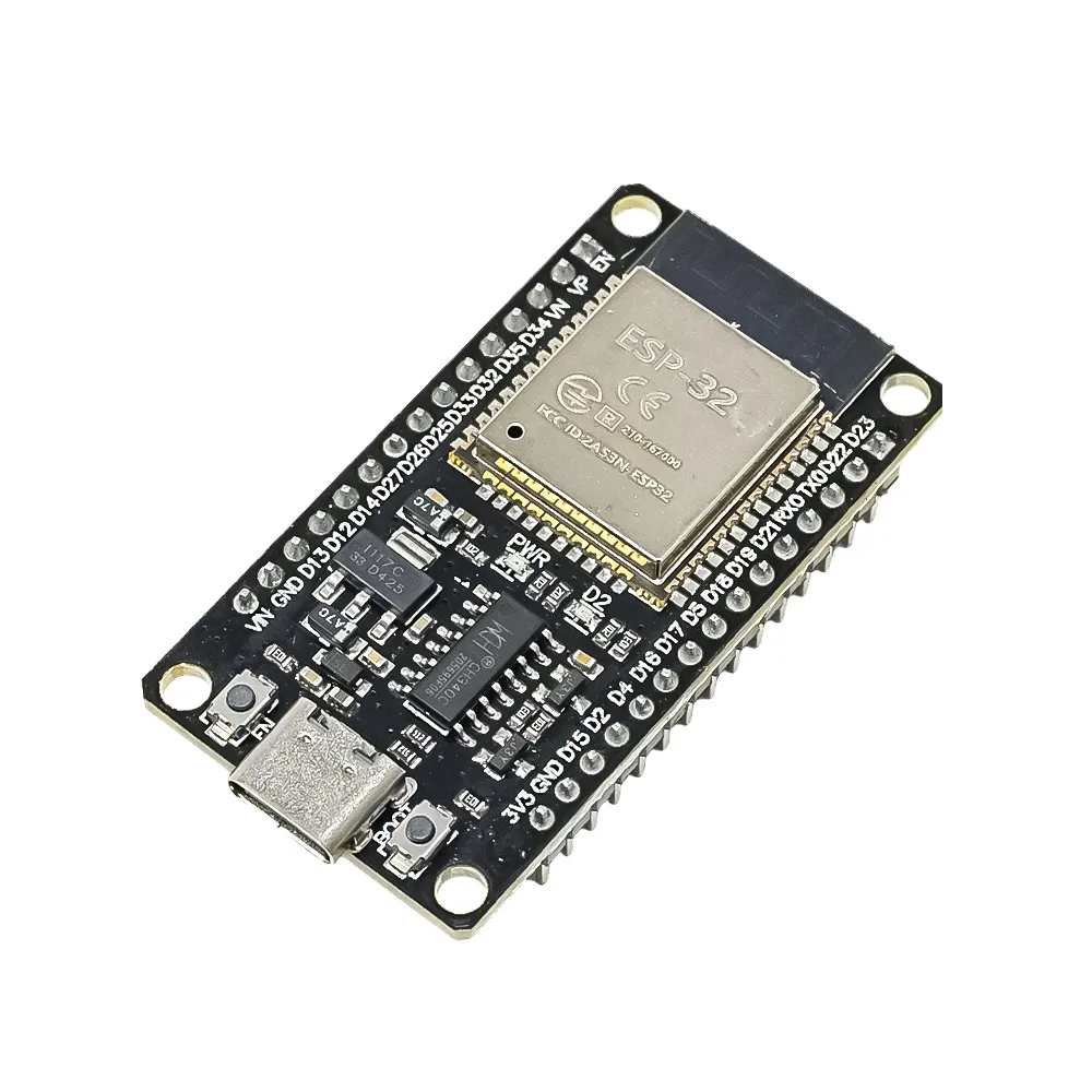 ESP32 WiFi + Bluetooth Module Type-C (30 Pin) (Pre-Soldered) - a black rectangular development board with a USB-C port, two buttons, and pins.