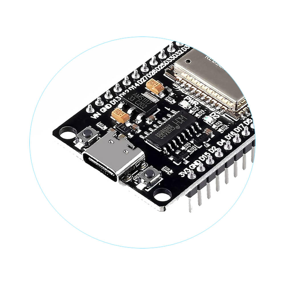 ESP32 WiFi + Bluetooth Module Type-C (30 Pin) (Pre-Soldered) - the black PCB, USB Type-C port, two push buttons, and header pins.