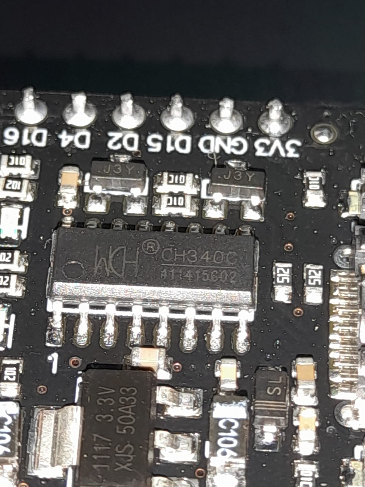 ESP32 WiFi + Bluetooth Module Type-C (30 Pin) (Pre-Soldered) - the CH340C chip, 1117 3.3V regulator, and labeled pin headers on a black PCB.