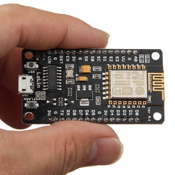 ESP8266 CH340 Lolin Nodemcu V3 WiFi Development Board IOT Development Board - a black circuit board with a micro USB port, two buttons, and pins.