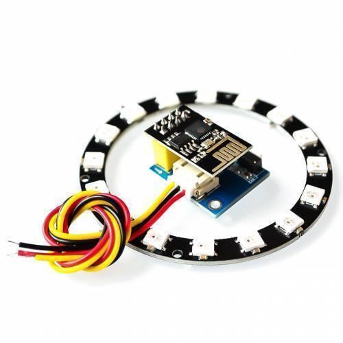ESP8266 ESP01 ESP-01 RGB LED Controller Adpater WiFi Module For Arduino Ide WS2812 WS2812B 5050 16 Bits Light Ring Christmas DIY - with a three-wire cable bundle.