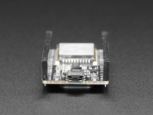 Espressif ESP32 Wroom 32D Development Board - shown from the front, featuring a micro-USB port, two push buttons, and black header pins on a black board.