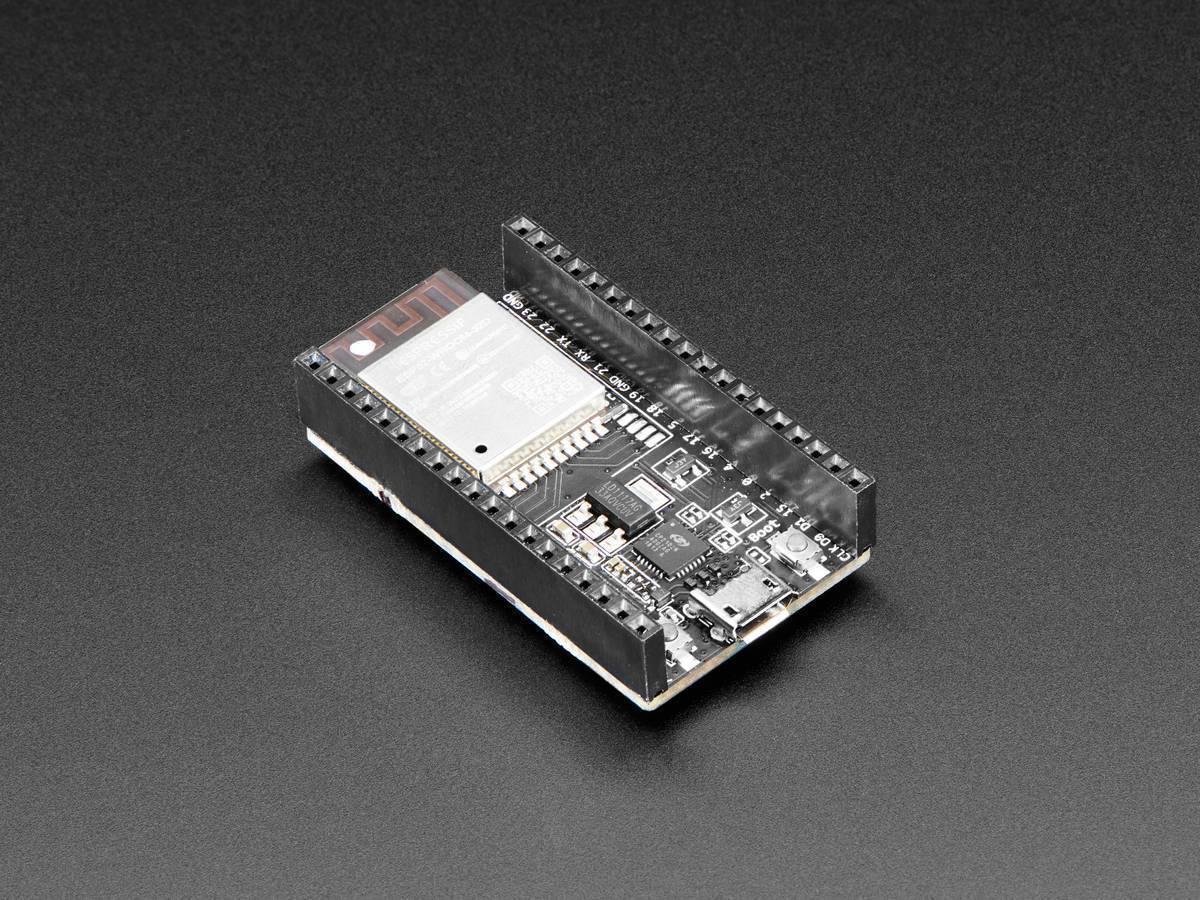 Espressif ESP32 Wroom 32D Development Board - a black rectangular circuit board with a metal module, pin headers, a micro-USB port, and a boot button.