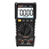 ET8101 True-RMS Digital Multimeter AC/DC Voltage Current Tester With Resistance, Capacitance, Diode, NCV Measurement - a black handheld device showing a 0.000 DC reading on its screen, with a central selector knob and three input ports.