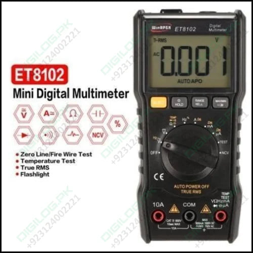 Et8102 True Rms Digital Display Pocket Size Multimeter