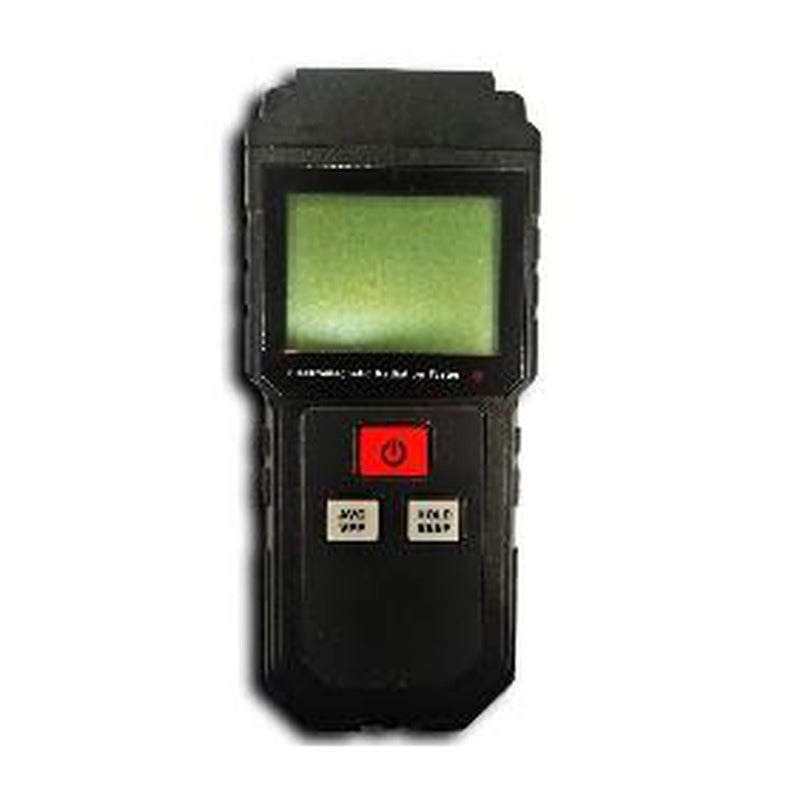 ET825 EMF Meter - black handheld EMF meter with green LCD and red power button