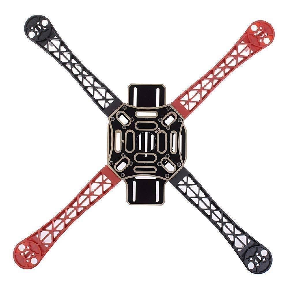 F450 Drone Kit DIY Quadcopter Flying Multicopter Heli Flame Wheel Kit - a central black mounting plate with two black and two red arms arranged in an X-shape.