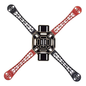 F450 Drone Kit DIY Quadcopter Flying Multicopter Heli Flame Wheel Kit - a central black mounting plate with two black and two red arms arranged in an X-shape.