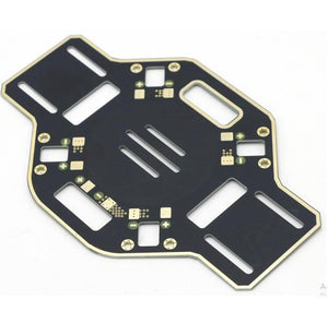 F450 Drone Kit DIY Quadcopter Flying Multicopter Heli Flame Wheel Kit - a black, flat, multi-slotted circuit board frame for a multicopter with gold-plated contact points and mounting holes.