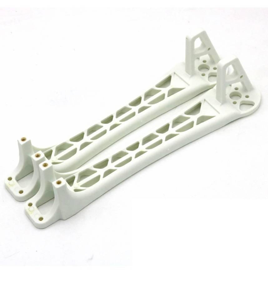 F450 Drone Kit DIY Quadcopter Flying Multicopter Heli Flame Wheel Kit - two white plastic landing gear struts with integrated brass screw inserts and a lattice-style frame.