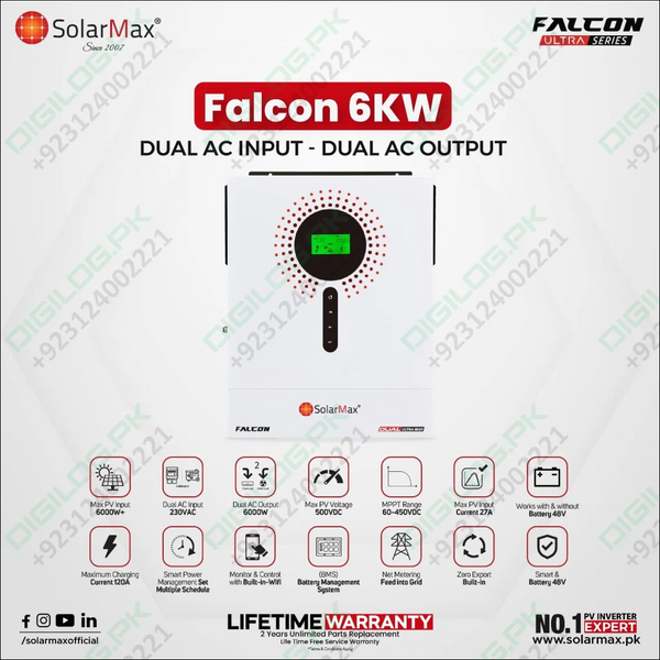 Solar Max SM-FALCON-ULTRA-6KW hybrid inverter in Pakistan