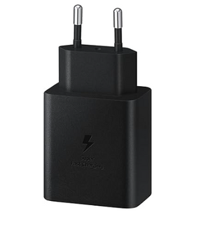 Fast Charger Pro 25W Travel Adapter - a black wall charger with a two-pin plug and a lightning bolt icon with the text Super Fast Charging.