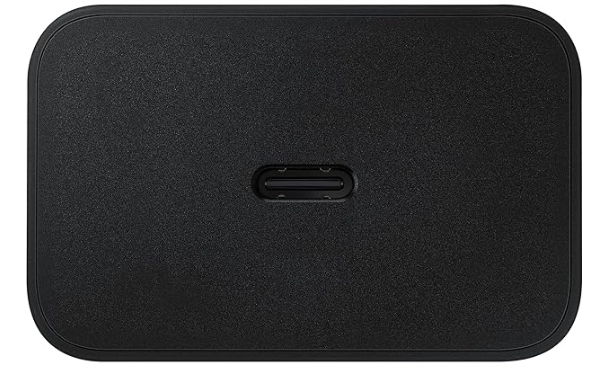 Fast Charger Pro 25W Travel Adapter - shown as a close-up of the black rectangular adapter featuring a single centered USB-C port on its front face.