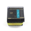 Fatak PLC FBS-24MCT2-AC High Speed PLC - a black rectangular controller with screw terminals, a central status indicator panel, and a communication port on the front.