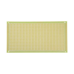 Fiber Glass Veroboard - shown as a rectangular, light green prototyping board with a grid of copper-plated holes and printed alphanumeric coordinates.