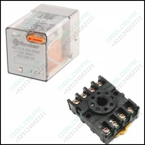 Finder Relay 220vac 60.12 With 8pin Rail-mount Socket Base