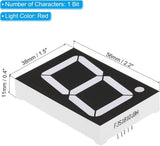 FJS18101BH 38MMX56MMX11MM LED 7 Segment 1 Digit Red Common Anode Display 1.8 Inch Digit Size - dimensions of 38mm by 56mm by 11mm, featuring a single red digit and a decimal point on a black background.
