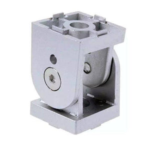 Flexible Pivot Joint Connector Zinc Alloy Hinge With Handle For Aluminum Extrusion Profile 2020 - a silver metal pivoting hinge with a central hex bolt adjustment.